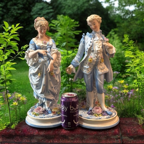 Antique French Bisque Figurines – 16” Pair of Elegant Man and Woman - Picture 2 of 15